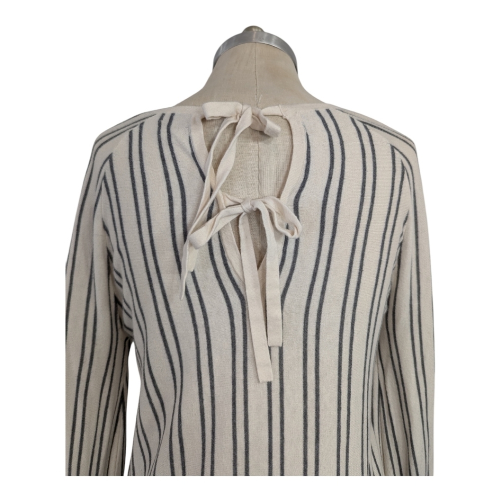 Hinge Cream Stripe Sweater with Tie Back - Medium - Picture 3 of 9